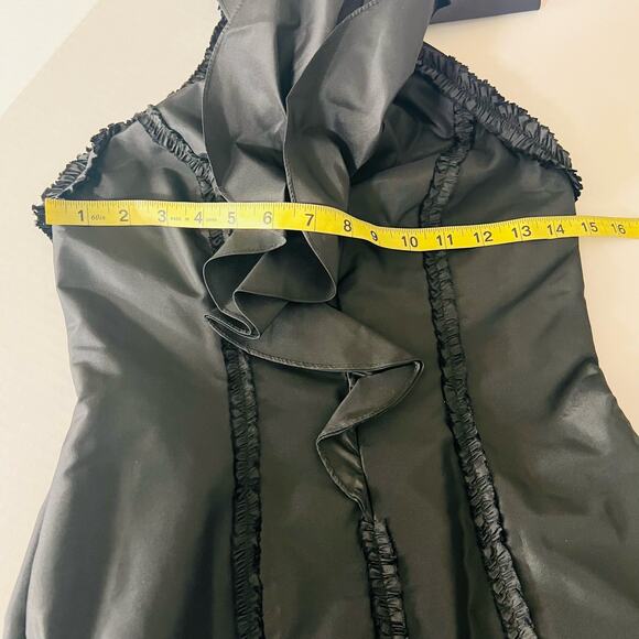 Badgley Mischka Ruffle Halter Midi Dress Size 0 Black - Picture 4 of 6